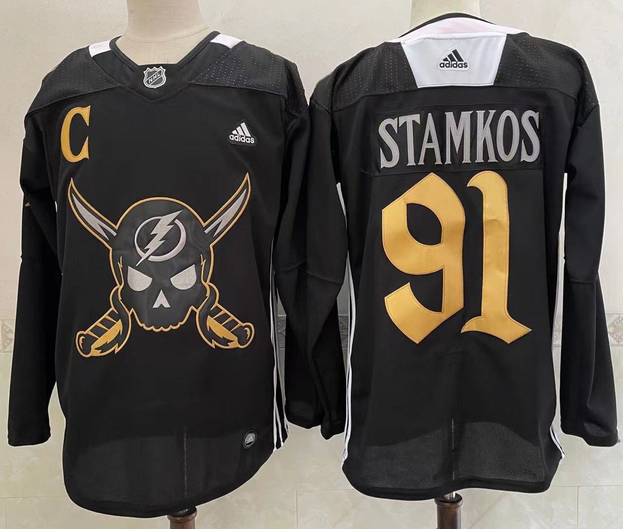 Men Tampa Bay Lightning #91 Stamkos Black Classic Edition 2022 Adidas NHL Jersey